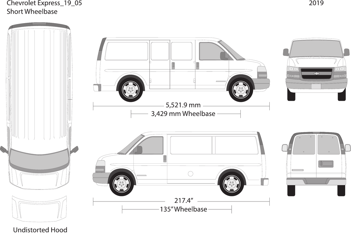 2019 Chevy Express vector wrap template V05, Design-Ready PDF - GravBase