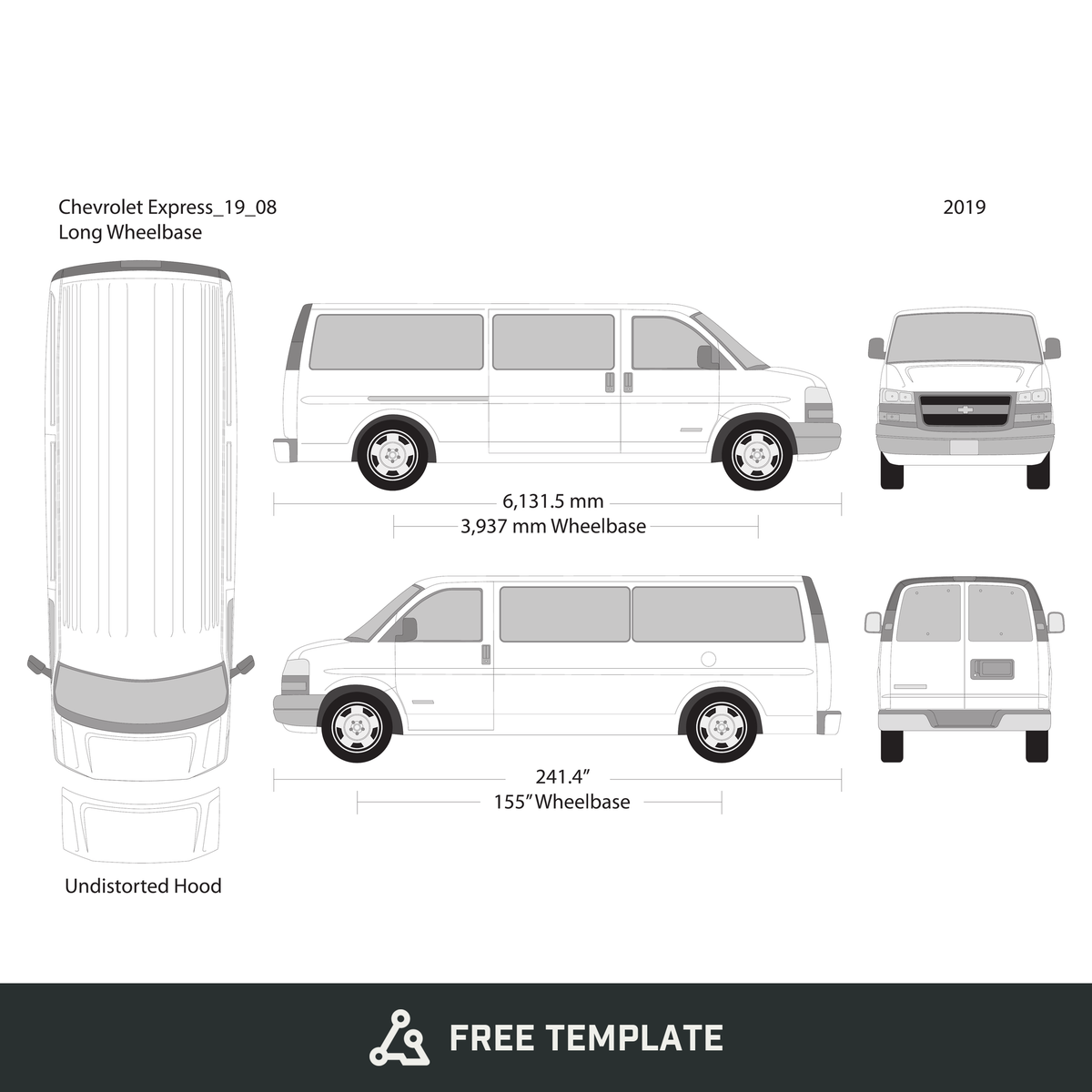 2019 Chevy Express free vector vehicle wrap template - GravBase