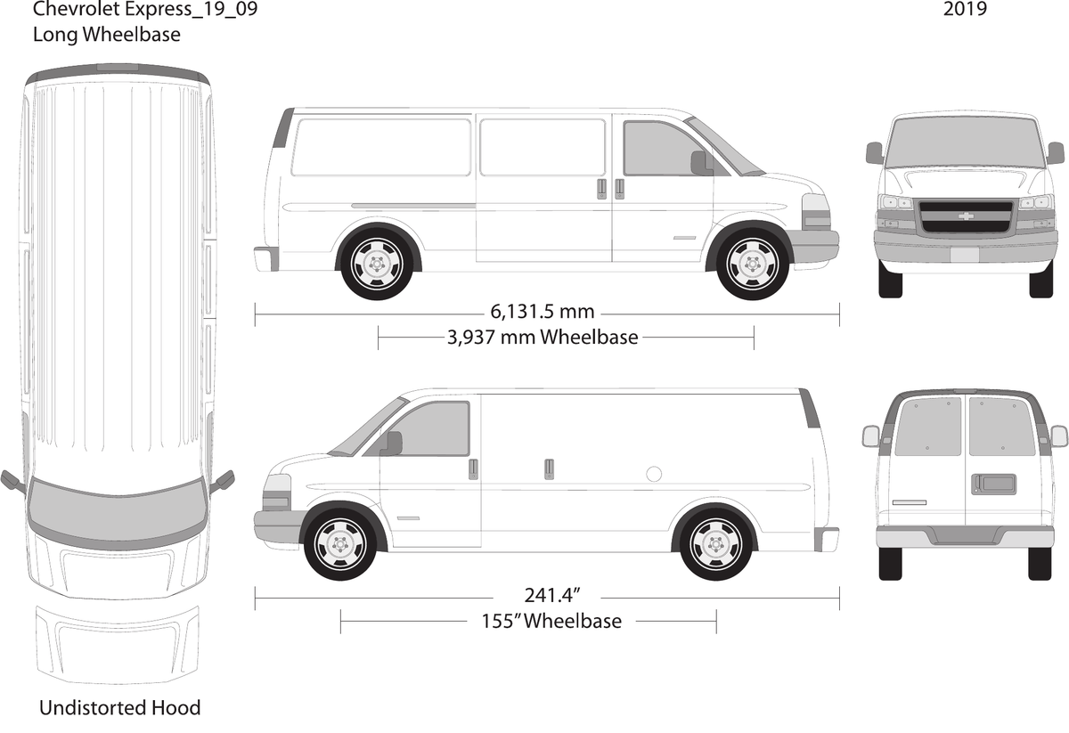 2019 Chevy Express Vector Wrap Template - GravBase