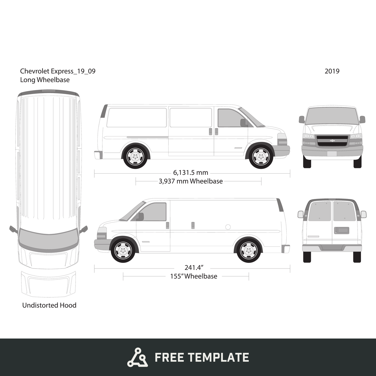 2019 Chevy Express free vector vehicle wrap template - GravBase