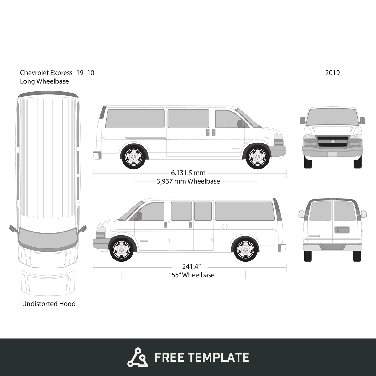 2019 Chevy Express free vector vehicle wrap template - GravBase