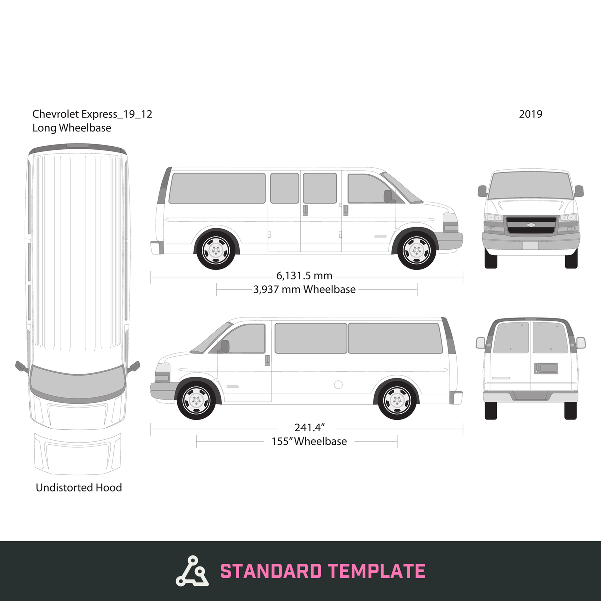 2019 Chevy Express vector wrap template V12, Design-Ready PDF - GravBase