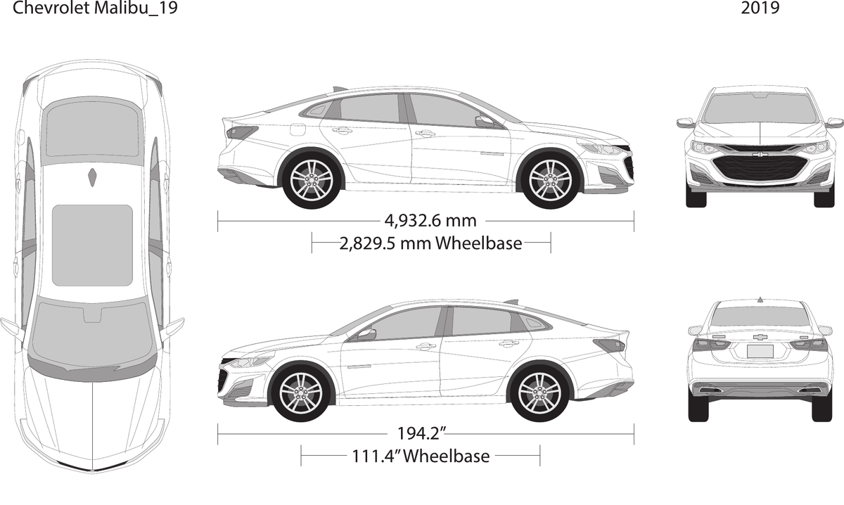 2019 Chevy Malibu vector wrap template, Design-Ready PDF - GravBase