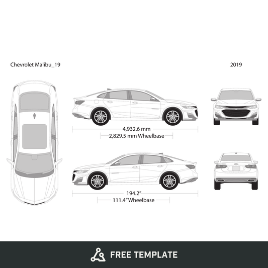 2019 Chevy Malibu free vector vehicle wrap template - GravBase