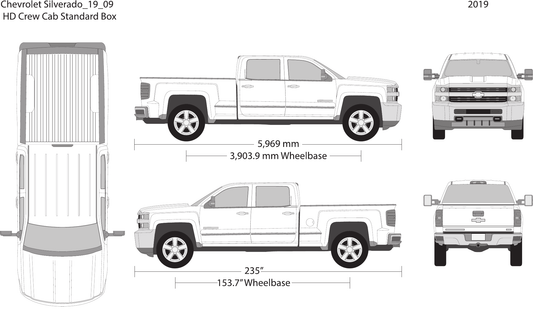 2019 Chevy Silverado 2500-3500 HD vector wrap template V09, Design-Ready PDF - GravBase