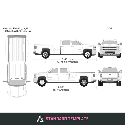 2019 Chevy Silverado 2500-3500 HD vector wrap template V13, Design-Ready PDF - GravBase