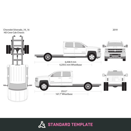 2019 Chevy Silverado 2500-3500 HD vector wrap template V16, Design-Ready PDF - GravBase