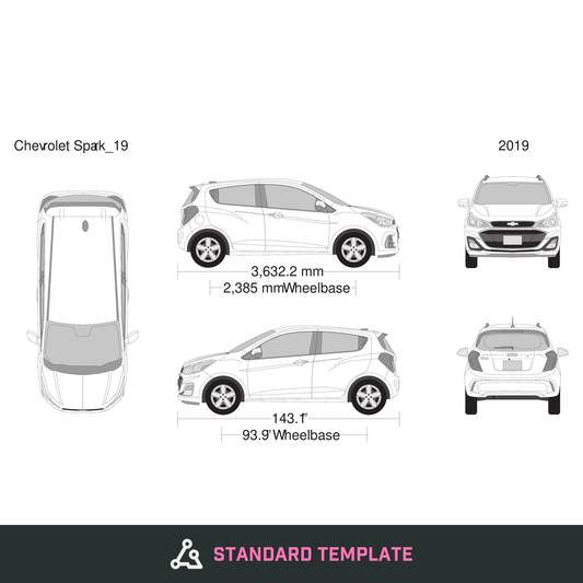 2019 Chevy Spark vector wrap template, Design-Ready PDF - GravBase