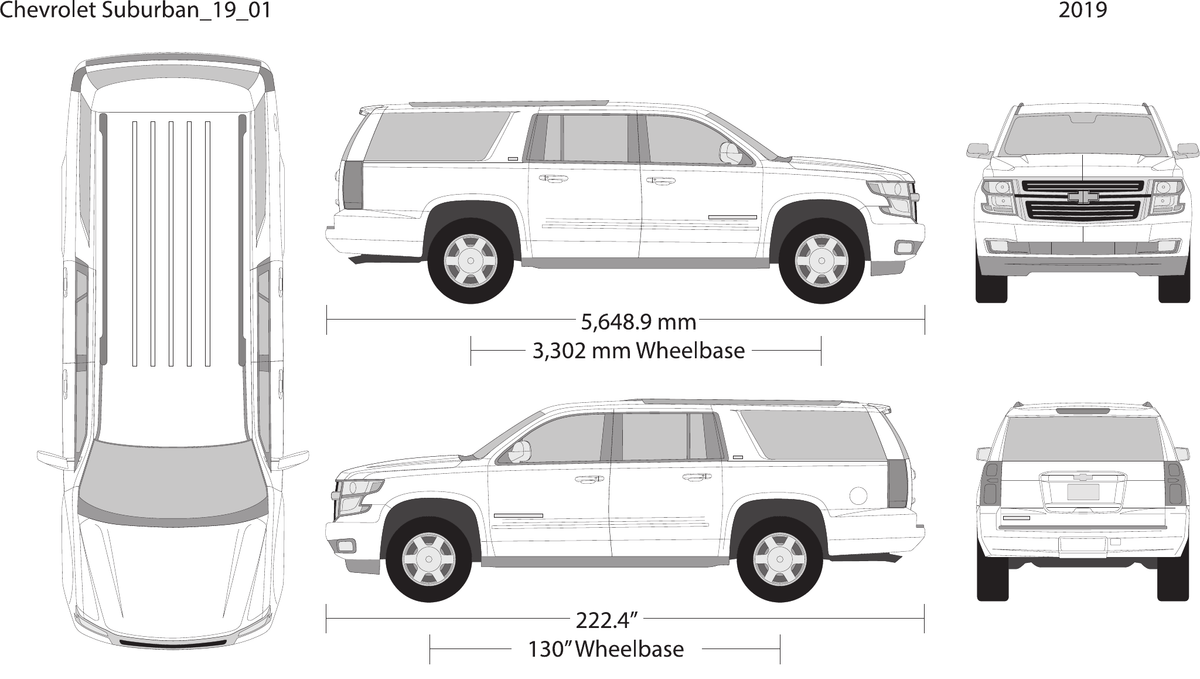 2019 Chevy Suburban vector wrap template, Design-Ready PDF - GravBase