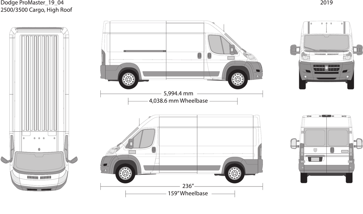 2019 Dodge Promaster vector wrap template V04, Design-Ready PDF - GravBase