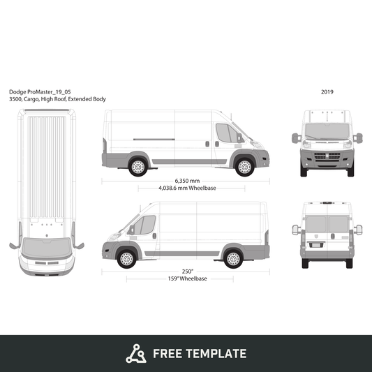 2019 Dodge Promaster free vector vehicle wrap template - GravBase