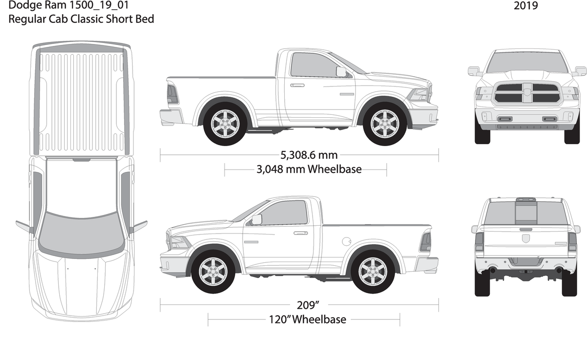 2019 Dodge Ram 1500 V01 Vehicle Wrap Template