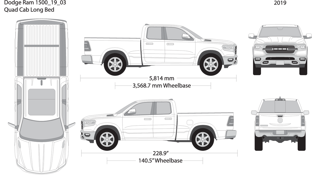 2019 Dodge Ram 1500 V03 Vehicle Wrap Template