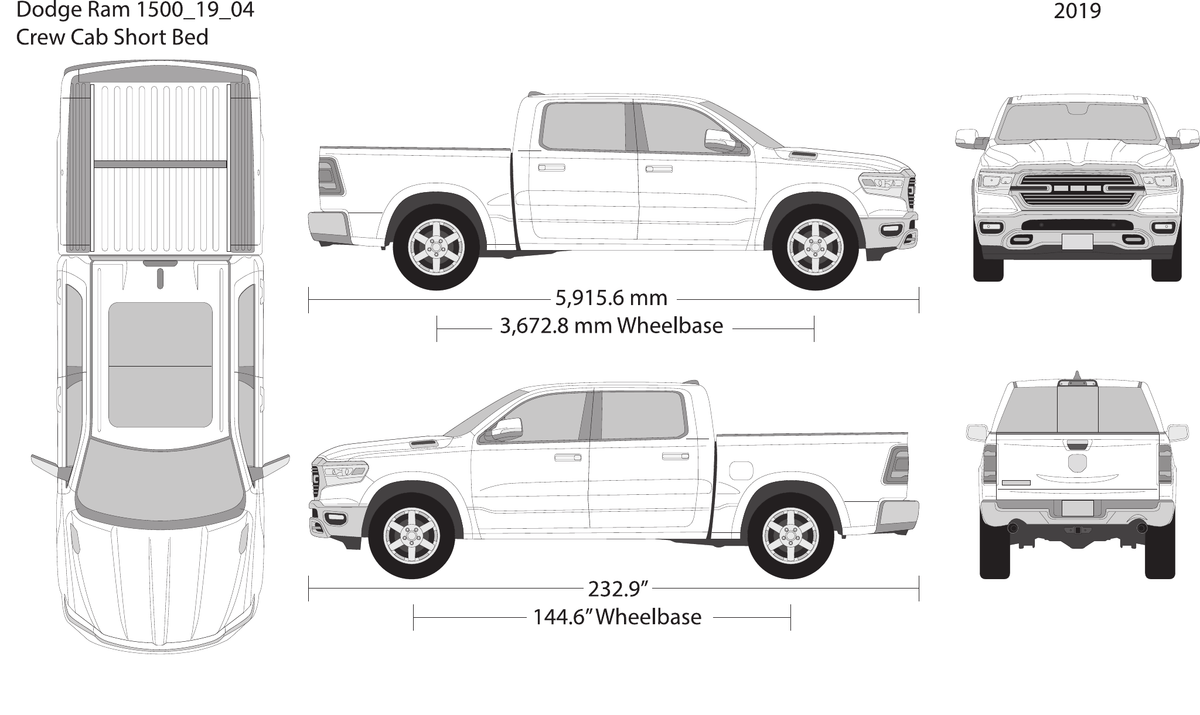 2019 Dodge Ram 1500 vector wrap template V04, Design-Ready PDF - GravBase