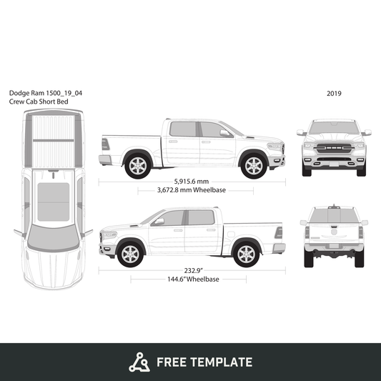 2019 Dodge Ram 1500 free vector vehicle wrap template - GravBase