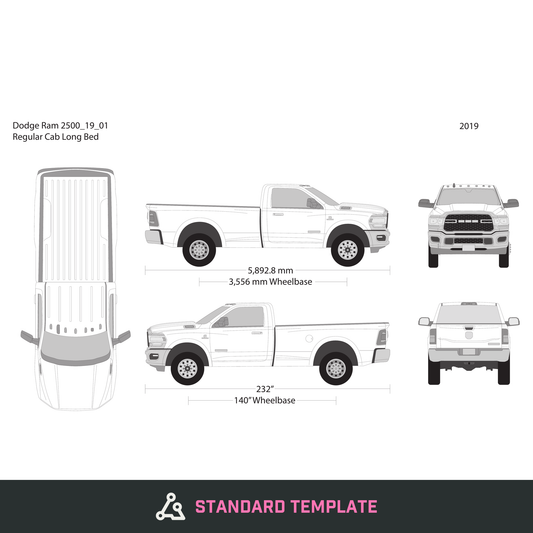 2019 Dodge Ram 2500_3500 vector wrap template V01, Design-Ready PDF - GravBase