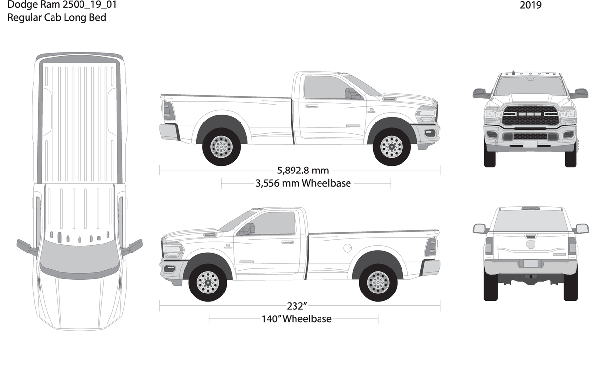 2019 Dodge Ram 2500 3500 V01 Vehicle Wrap Template