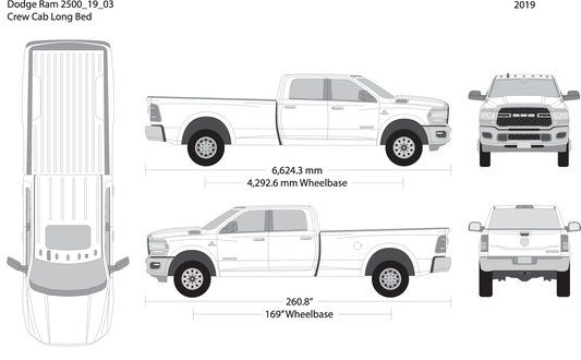2019 Dodge Ram 2500 3500 V03 Vehicle Wrap Template