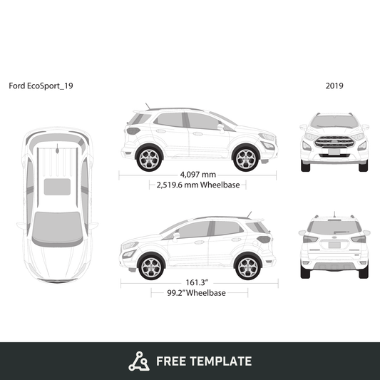 2019 Ford Ecosport free vector vehicle wrap template - GravBase