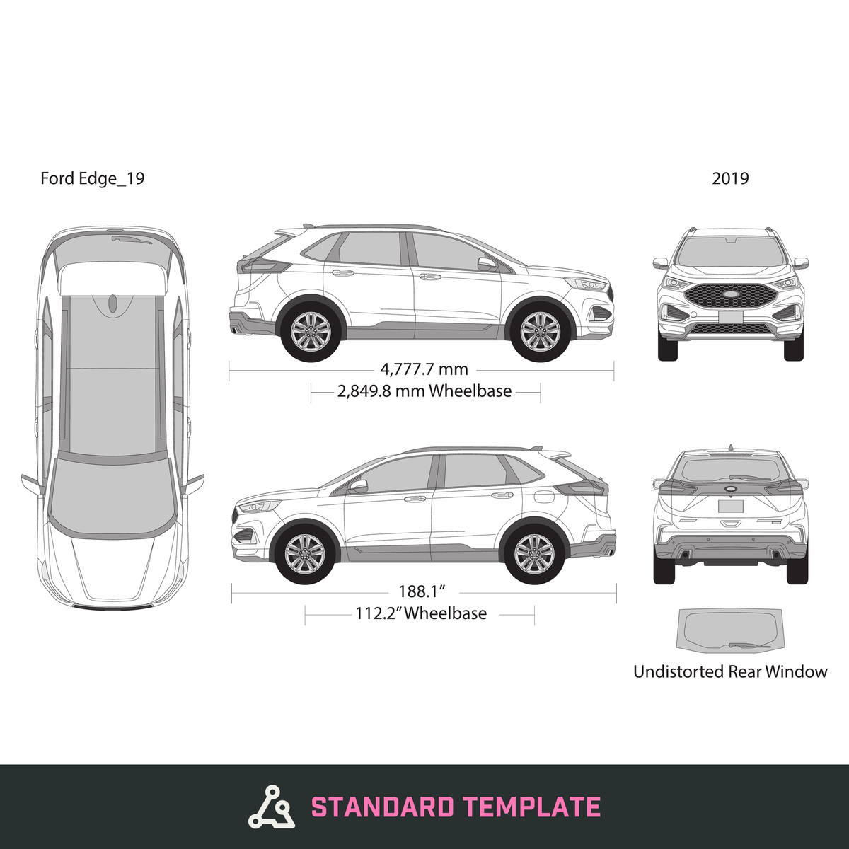 2019 Ford Edge vector wrap template, Design-Ready PDF - GravBase