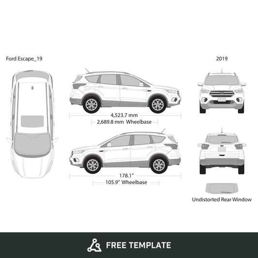 2019 Ford Escape free vector vehicle wrap template - GravBase
