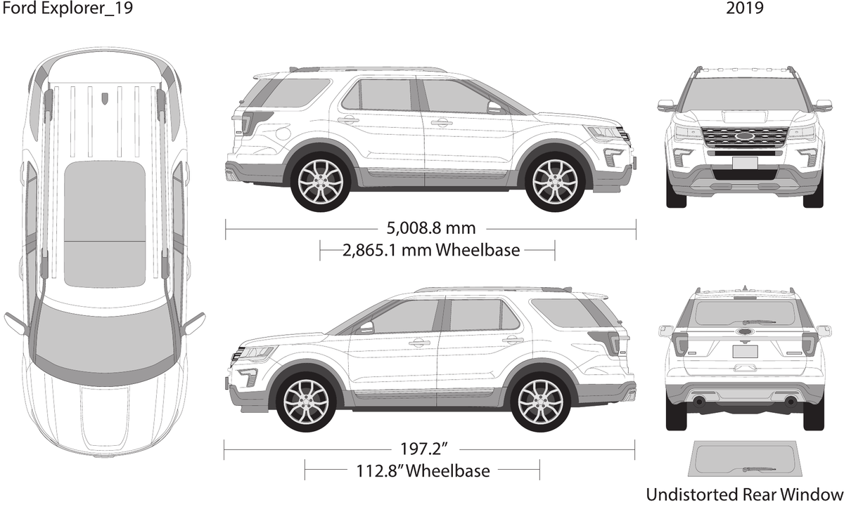2019 Ford Explorer Vector Wrap Template - GravBase