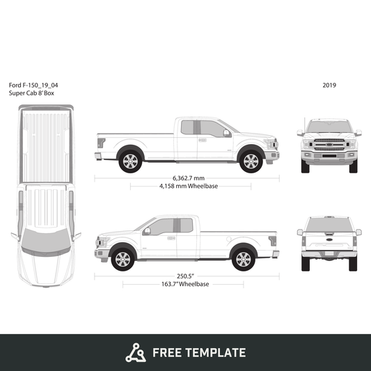 2019 Ford F-150 free vector vehicle wrap template - GravBase