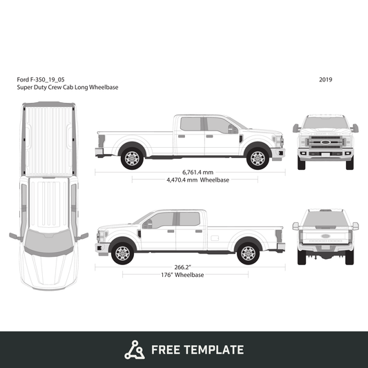 2019 Ford F-350 free vector vehicle wrap template - GravBase