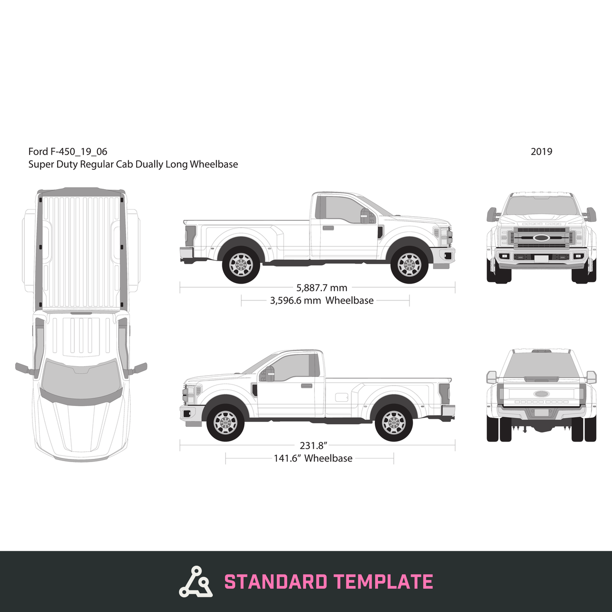 2019 Ford F-450 vector wrap template V06, Design-Ready PDF - GravBase
