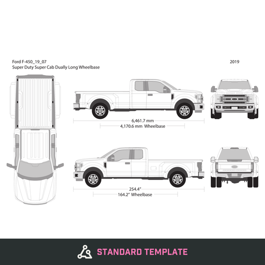 2019 Ford F-450 vector wrap template V07, Design-Ready PDF - GravBase