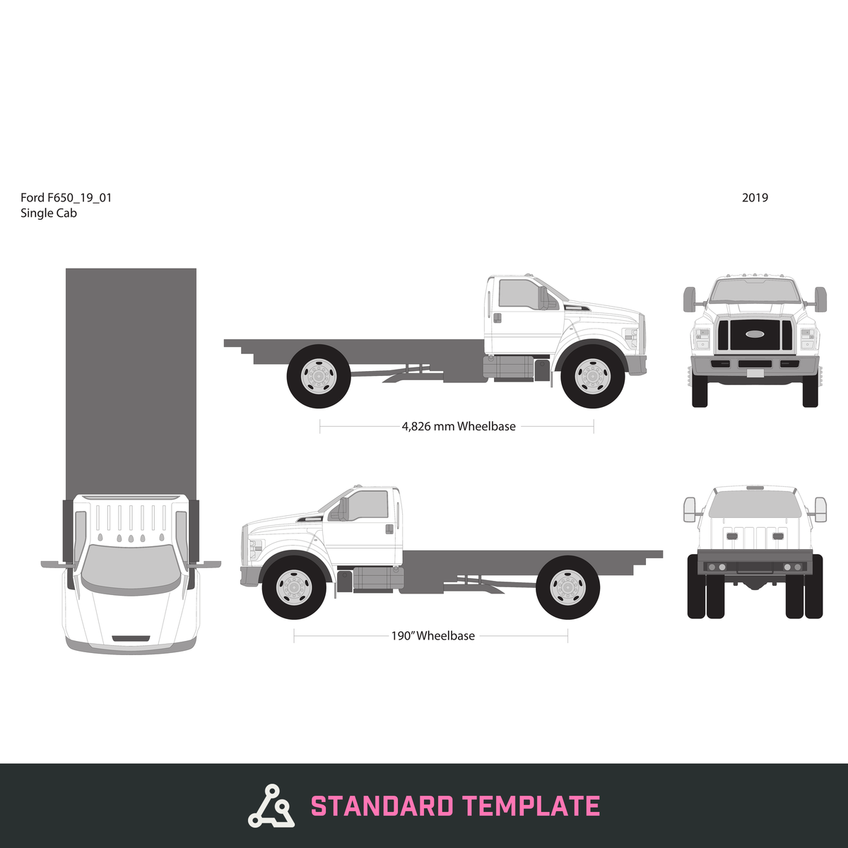 2019 Ford F-650 vector wrap template V01, Design-Ready PDF - GravBase