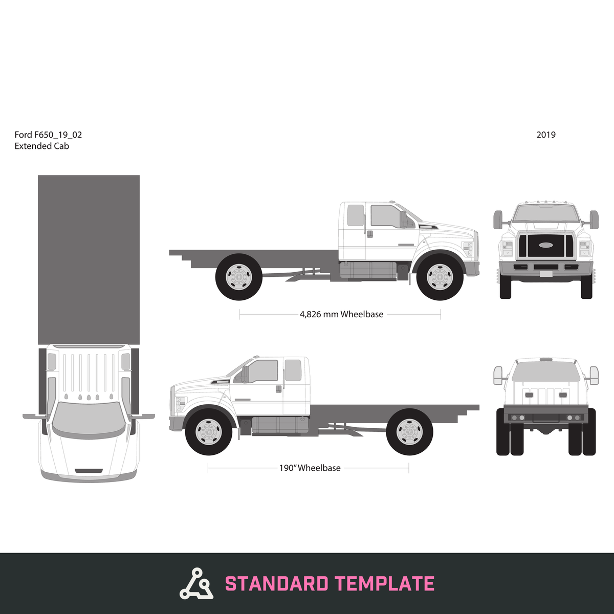 2019 Ford F-650 vector wrap template V02, Design-Ready PDF - GravBase