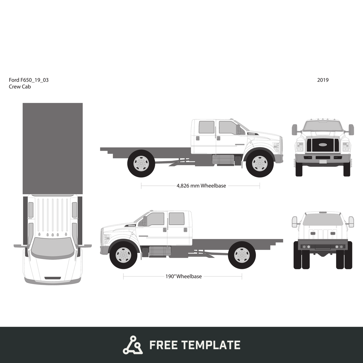 2019 Ford F-650 free vector vehicle wrap template - GravBase