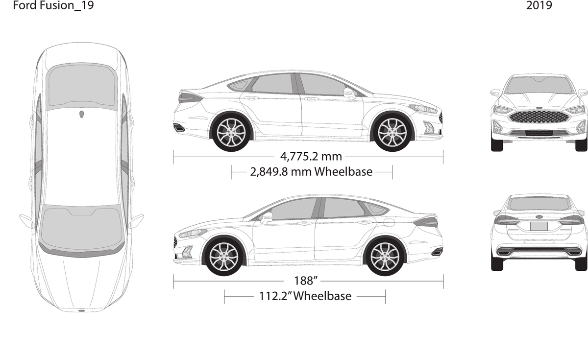 2019 Ford Fusion vector wrap template, Design-Ready PDF - GravBase