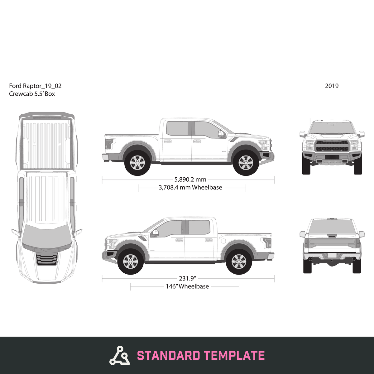 2019 Ford Raptor vector wrap template V02, Design-Ready PDF - GravBase