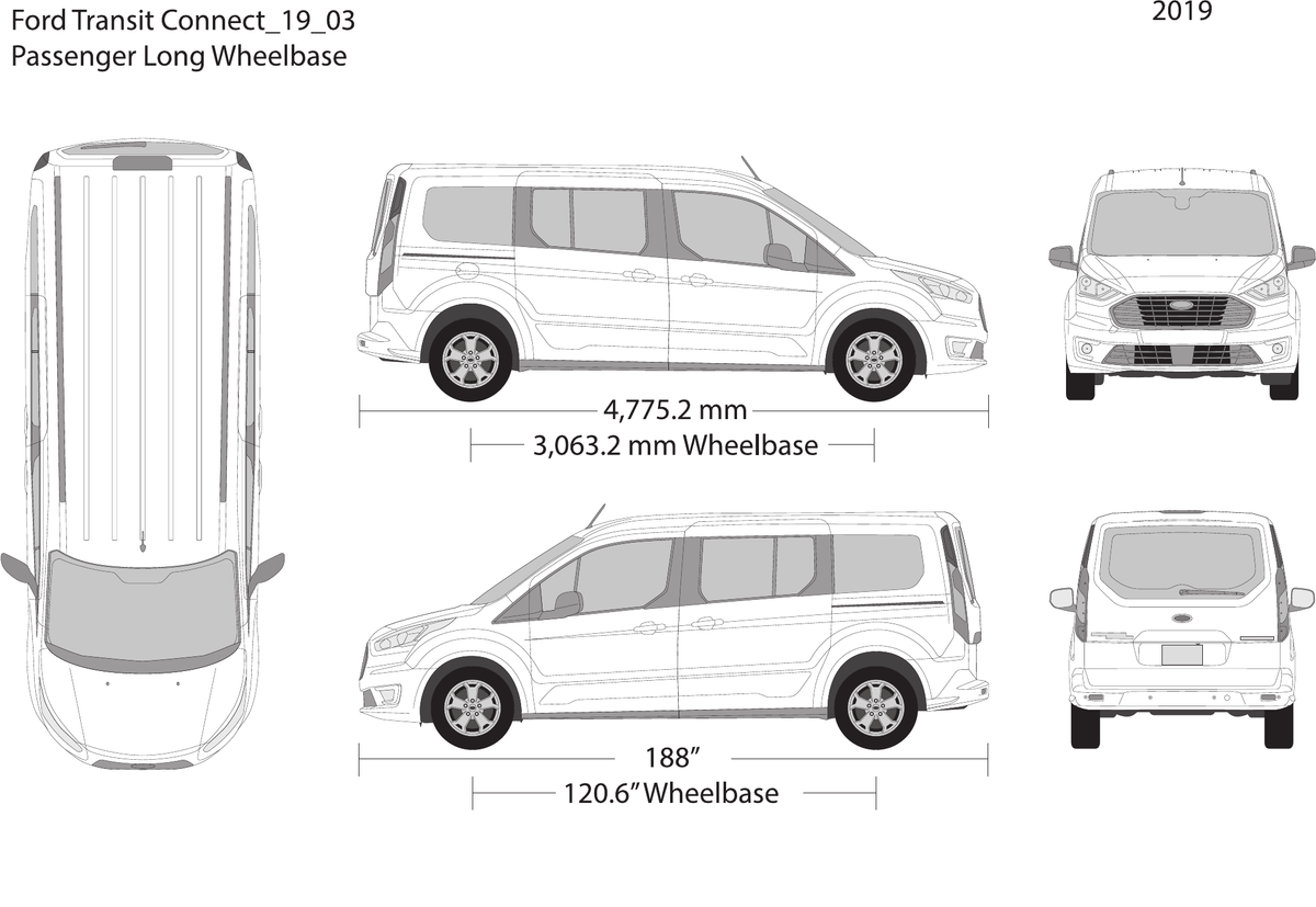 2019 Ford Transit Connect vector wrap template V03, Design-Ready PDF - GravBase