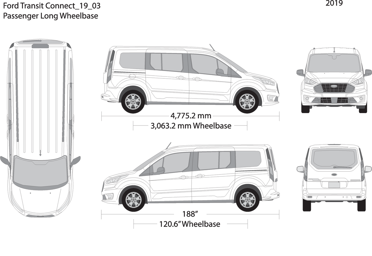 2019 Ford Transit Connect V03 Vehicle Wrap Template