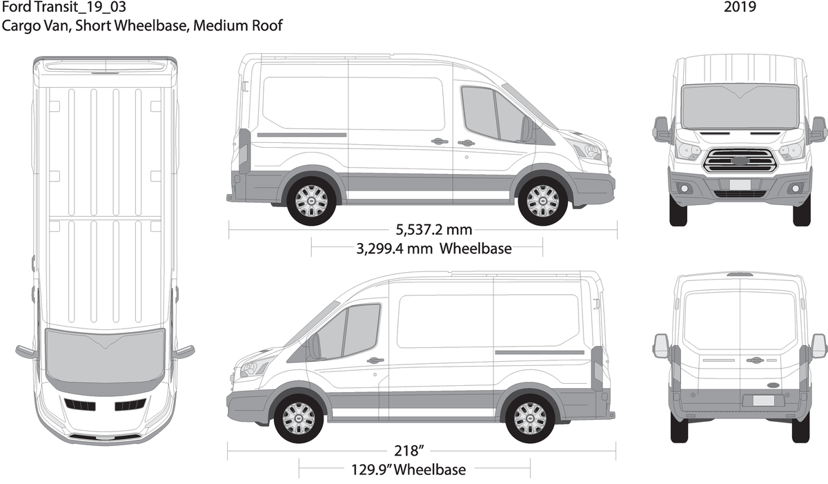 2019 Ford Transit Sliding Door V03 Vehicle Wrap Template