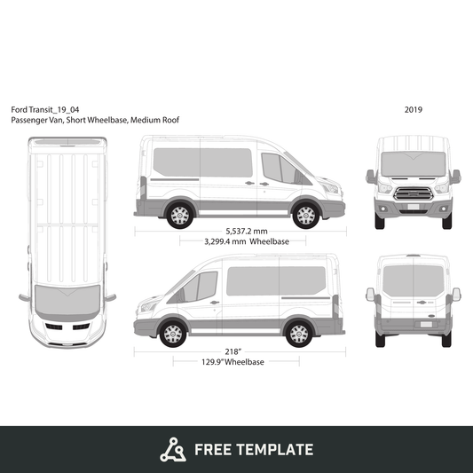 2019 Ford Transit Sliding Door free vector vehicle wrap template - GravBase