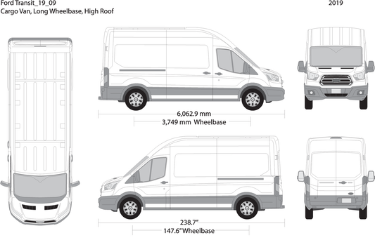 2019 Ford Transit Sliding Door V09 Vehicle Wrap Template