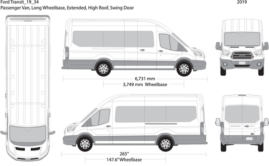 2019 Ford Transit Swing Doors 34 V34 Vehicle Wrap Template