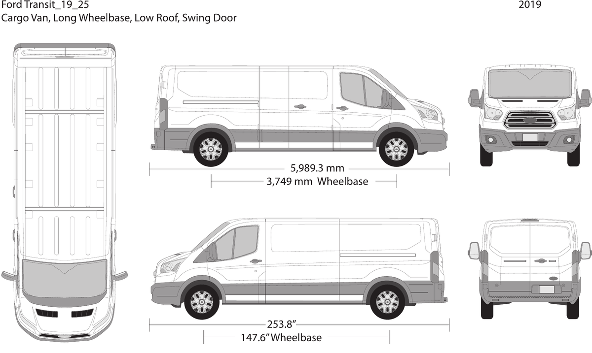 2019 Ford Transit Swing Doors vector wrap template V25, Design-Ready PDF - GravBase