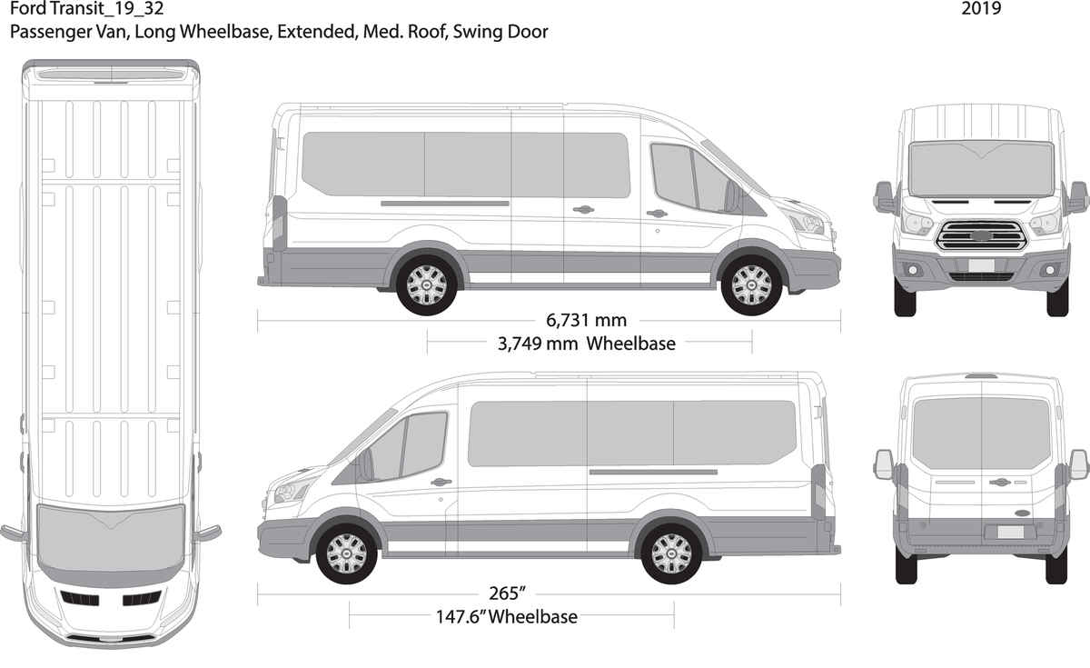 2019 Ford Transit Swing Doors V32 Vehicle Wrap Template