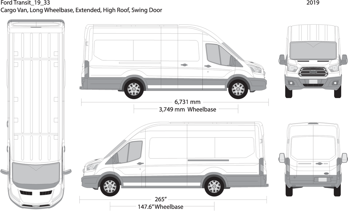 2019 Ford Transit Swing Doors V33 Vehicle Wrap Template
