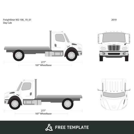 2019 Freightliner M2-106 free vector vehicle wrap template - GravBase