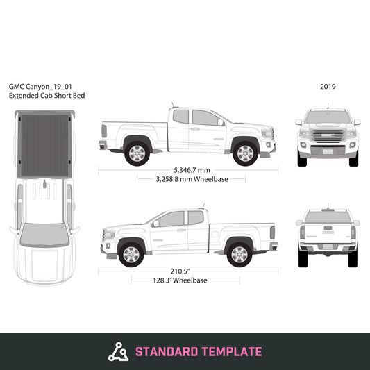 2019 GMC Canyon vector wrap template V01, Design-Ready PDF - GravBase