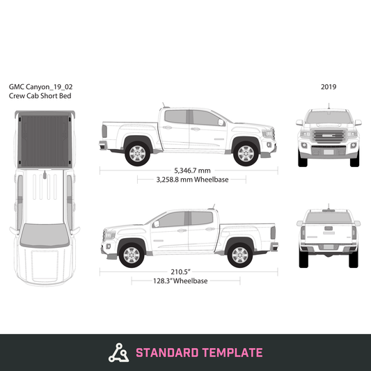 2019 GMC Canyon vector wrap template V02, Design-Ready PDF - GravBase