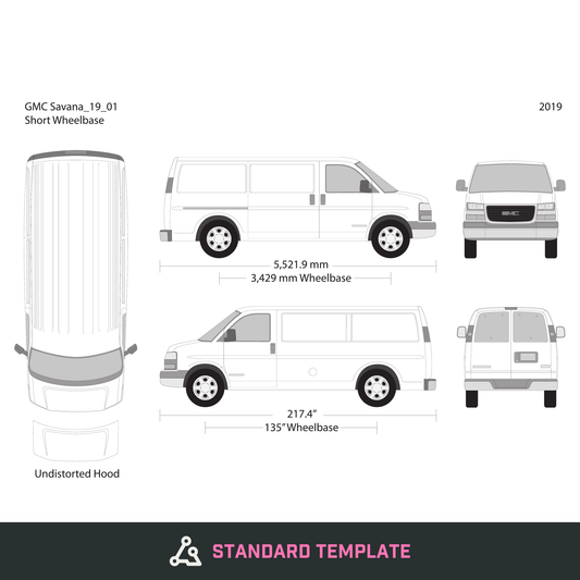 2019 GMC Savana vector wrap template V01, Design-Ready PDF - GravBase