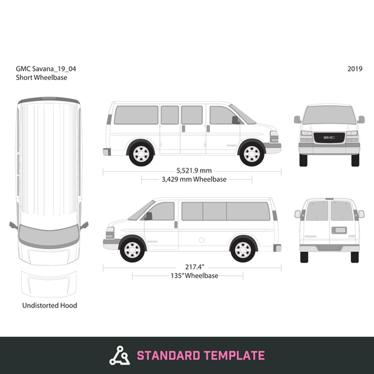 2019 GMC Savana vector wrap template V04, Design-Ready PDF - GravBase