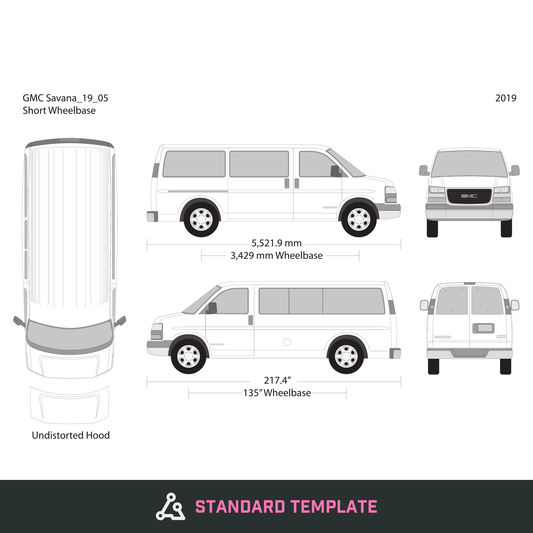 2019 GMC Savana vector wrap template V05, Design-Ready PDF - GravBase